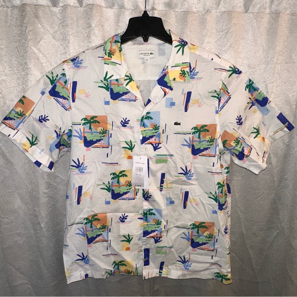 Lacoste Men's XL (44) Casual Tropical Print Shirt - All over print